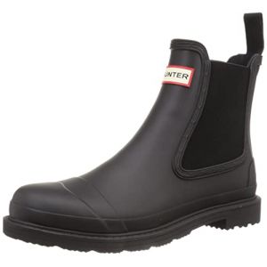 Hunter Commando Chelsea Boot for Men - Waterproof, Matte Finish, and Rubber Outsole Shoes - Black 10 M