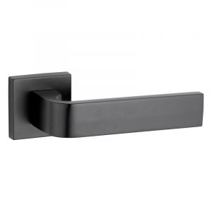 THIRARD Poignée sur Rosace Monza Noir Mat pour Portes Intérieures - Béquilles Alliage - Vis de Fixation Invisibles - Carré Acier 7MM - Ressort de Rappel