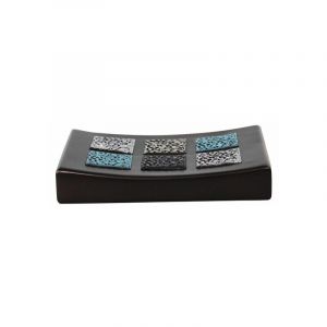 MSV Porte Savon en polyresine modele DELHI - Noir et bleu