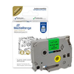 MediaRange MRBTZ731 - Noir - Vert - Jet d'encre - Permanent - Brother P-Touch 1010 - 1080 - 1090 - 1260VP - 1280 - 1280DT - 1290 - 1750 - 1830VP - 18R - 2030VP