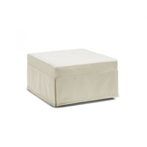 Lit pliant Ancilla, Pouf convertible en lit simple, 100% Made in Italy, Pouf de salon en tissu, Cm 80x80h45, Crème, avec emballage renforcé - Talamo
