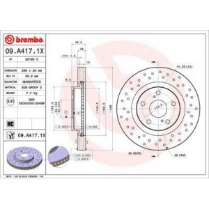 Brembo Jeu de 2 disques de frein 09.A417.1X