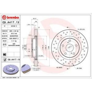 Brembo Jeu de 2 disques de frein 09.A417.1X