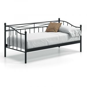 Lit banquette noir SOBLA 90x200 Style contemporain Noir