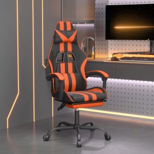 VidaXL Chaise de jeu avec repose-pied Noir et orange Similicuir - Noir et orange