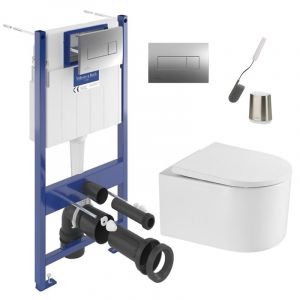 Villeroy & Boch ViConnect Pro S Pack WC bâti + WC Swiss Aqua Technologies + abattant + plaque + brosse (VCNDELANO2FL1CH)