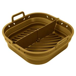 Point Virgule - Panier carr&eacute; pliable airfryer silicone platine Cumin 20x20x9cm
