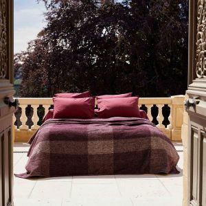 Couverture en laine mélangée motif carreau GLASGOW Lie de vin