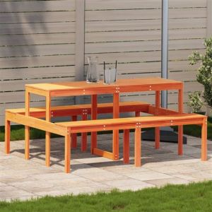 VidaXL Table de pique-nique cire marron 160x134x75 cm bois massif pin