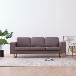 Image de VidaXL Canapé à 3 Places Tissu Taupe Modèle 2