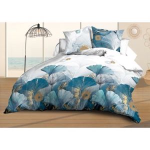 Housse de couette 220x240 + 2 taies - Microfibre douce et r&eacute;sistante - Entretien Facile - Ginko