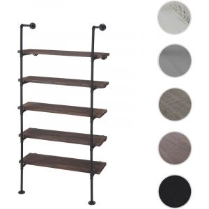 &Eacute;tag&egrave;re MENDLER HWC-C45 Design industriel bois m&eacute;tal 165x80x28cm gris-brun