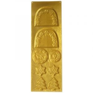 Scrapcooking Moule D&eacute;cos & Embouts pour B&ucirc;che de No&euml;l - Moule en Silicone - 32 x 11 cm - Sapins, Flocons - P&acirc;tisserie Dessert No&euml;l R&eacute;veillon - Dor&eacute; - 2973