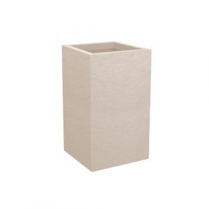 Eda Plastiques Pot Carr&eacute; haut VOLCANIA UP d&eacute;cor pierre - 29,5 x 29,5 x 49,5 cm - 36 L - Beige calcaire