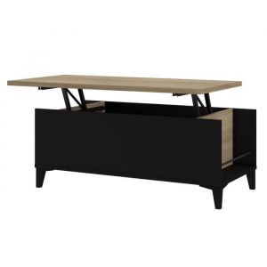 Table b e avec plateau relevable Décor c ne et noir L 100 x P 50/72 x H 42/55 cm