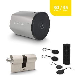 Extel Kit Serrure Connectée Lock avec cylindre 30 sur 35 mm et clavier sans fil et 2 badges supplémentaires