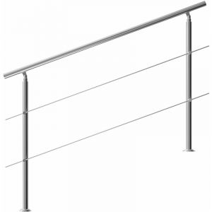 Monzana Rampe d'escalier 160 cm acier inoxydable 2 traverses main courante balustrade garde-corps aide escalier balcon int&eacute;rieur ext&eacute;rieur