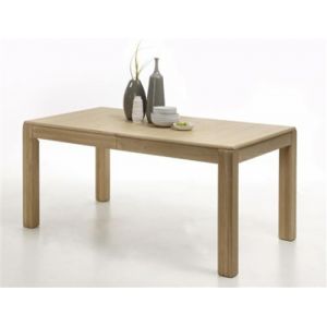 Pegane Table à manger extensible en chêne bianco huilé - 160 (260) x77x90 cm