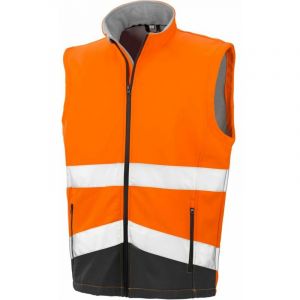 Result Gilet sans manches haute visibilité Softshell HIGH VIZ Orange / Noir XL