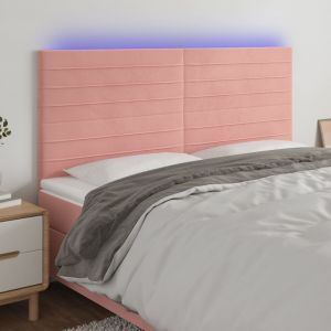 VidaXL Tête de lit à LED Rose 180x5x118/128 cm Velours - Pink