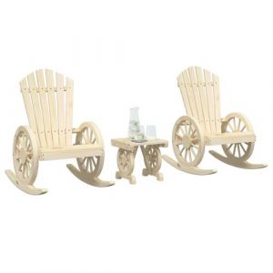 VidaXL Salon de jardin 3 pcs bois de sapin massif, ensemble de salon, ensemble de salon extérieur, ensemble de mobilier d'extérieur