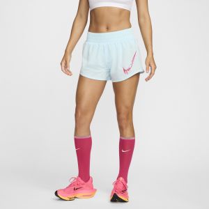 Nike Short Dri-FIT &agrave; motif et taille mi-haute avec sous-short int&eacute;gr&eacute; One pour femme - Bleu - Taille XS (FR 34-36) - Female