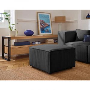 Arty - pouf d'appoint - en velours c&ocirc;tel&eacute; - Gris fonc&eacute;