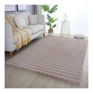 Allotapis Tapis moelleux aspect 3D uni Whisper 120x170 Beige
