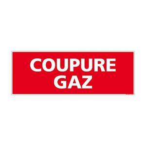 Signaletique.biz France - Panneau Coupure Gaz Rectangulaire. Signalisation S&eacute;curit&eacute; Incendie gaz. Autocollant Coupure Gaz, panneau pvc, Alu - Adh&eacute;sif