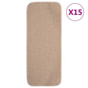 VidaXL Tapis d'escalier antidérapants 15 pcs 60x25 cm Beige