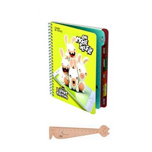Hamelin Lot Cahier de Texte Lapins Crétins + 1 Règle Marque-Page en Bois Blumie (Jaune)