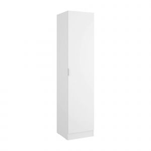 Armoire Dbusat, Porte-manteau pour chambre, Armoire avec 1 porte simple, 41x52h184 cm, Blanc