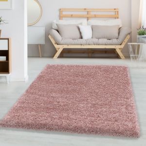 Carpetsale24 Tapis Salon Unicolore Rose Tapis à Poils Longs pour Chambre, Salle à Manger, Couloir, Tapis de Cuisine Doux & Moelleux, Facile d'entretien, Tapis 60 x 110 cm