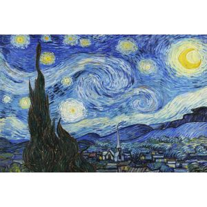 Hexoa Tableau la Nuit Etoilée de Vincent Van Gogh imprimé sur toile 90x60 cm