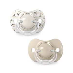 Suavinex Lot de 2 Sucettes Symétriques SX Pro Birdies Beige - 0/6 Mois