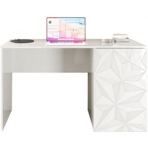 Bureau blanc laqu&eacute; Panneau de particules