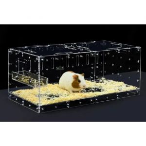 Cage Hamster Acrylique Transparente Style Aquarium Mod&egrave;le-P, Habitat Diy Extensible Et S&eacute;curis&eacute; Avec Vue 360