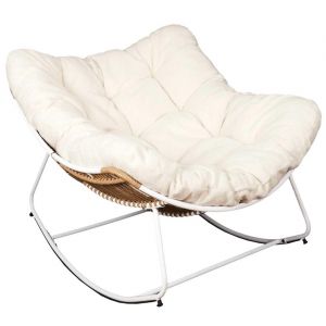 Fauteuil Design "Odin" 110cm Naturel & Blanc Prix