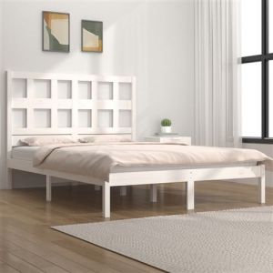 VidaXL Cadre de lit Blanc Bois de pin massif 150x200 cm Très grand