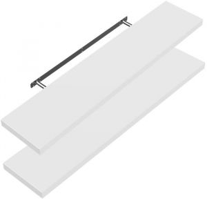 Étagères Murales Flottantes 110 cm Blanc MDF Robuste Effet Flottant étagère Bois Rangement décoration - CASARIA