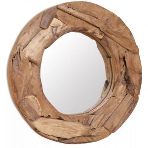 Image de VidaXL Miroir décoratif Teck 60 cm Rond