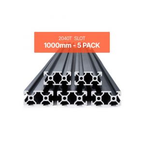 VEVOR Profilés d'Extrusion en Aluminium 2040, Lot de 5, Rail Linéaire Anodisé Norme Européen Rainure en T 1000 mm, Haute Résistance, pour Imprimante 3D, Machine Bricolage CNC, Gravure au Laser, Noir