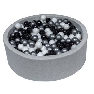 Piscine à balles Aire de jeu + 450 balles noir, blanc, argent