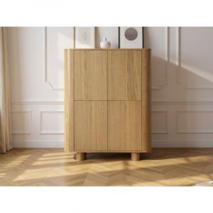 Bobochic Buffet haut 4 portes 100 cm MALO placage chêne massif