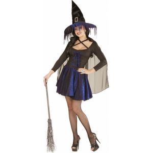 D&eacute;guisement sorci&egrave;re bleue et noire femme Halloween
