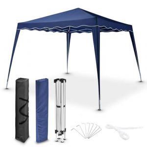 Tente de réception pliable Vivara - 3 x 3m - Bleu - Accessoires inclus