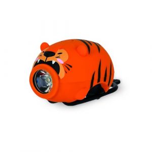 Legami Feu Avant de v&eacute;lo avec Cloche, th&egrave;me Tiger, Sangle r&eacute;glable, 3 Modes Lumineux, 5 Modes sonores, c&acirc;ble de Type C Inclus, Rechargeable, r&eacute;sistant &agrave; l'eau, Orange.