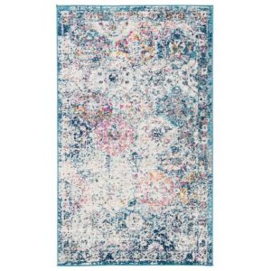 Image de Tapis d'intérieur chic moderne tissé à la puissance, collection Madison, MAD611, en bleu marine & bleu canard, 91 x 152 cm par Safavieh Bleu Marine &