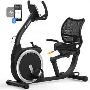 Vélo D'appartement Semi-Allongé Merach, 8 Niveaux De Résistance Magnétique, Foulée 15.2 Cm, Écran Led, App Connecté, Poids Max 135kg