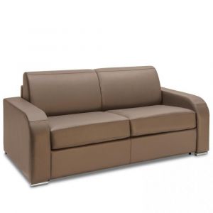 Italian Spirit Canapé express 140 cm SOFIA EDITION Cuir et PU Cayenne taupe matelas 16 cm - taupe